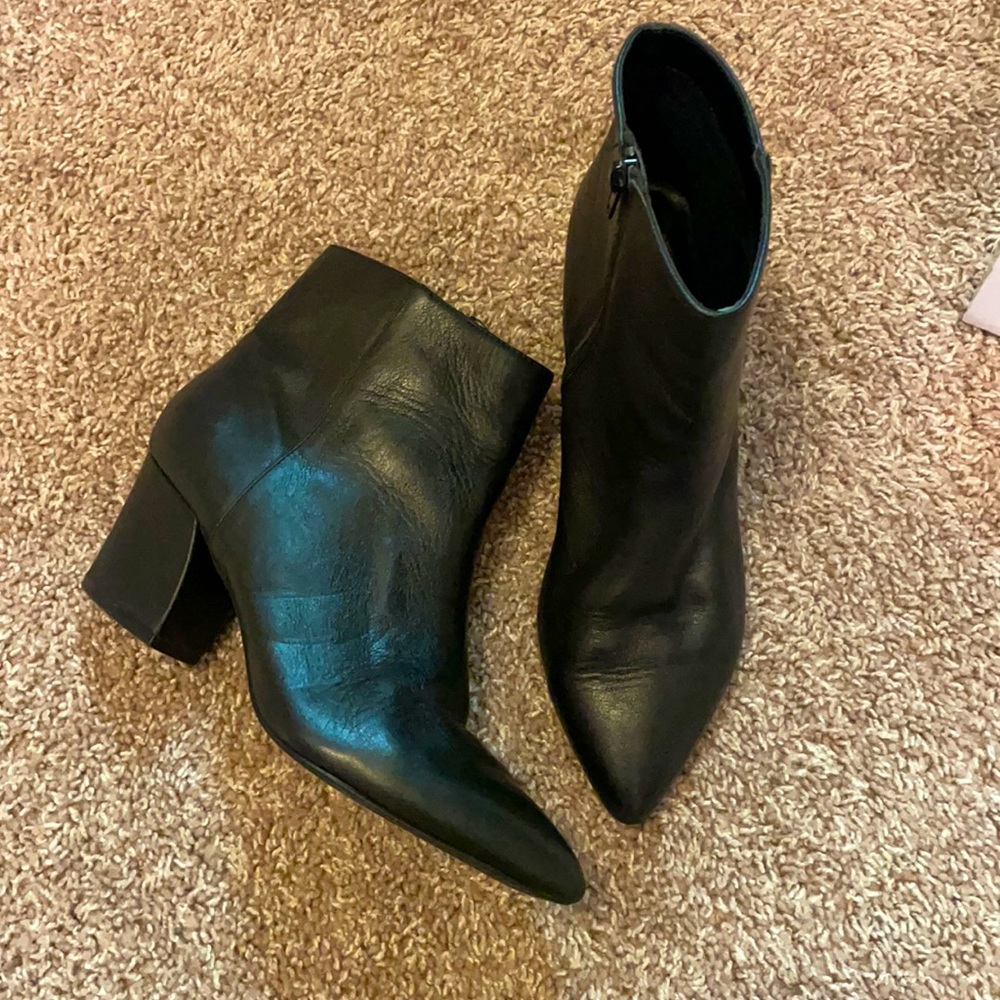 Missie Black Leather Booties